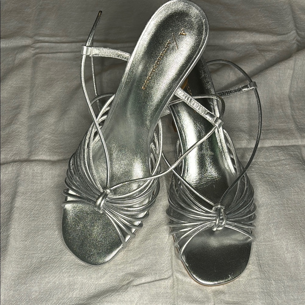 Anthropologie Silver Strappy Heels